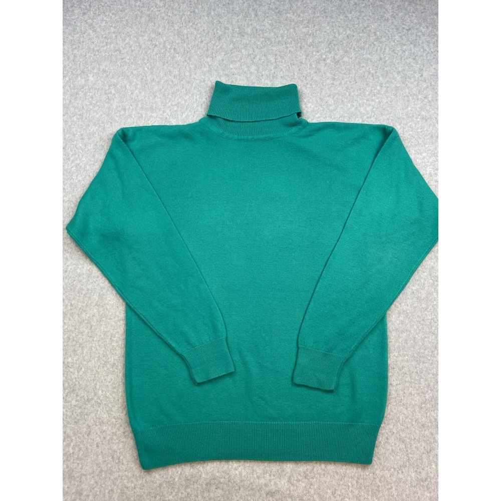 M.J. Carroll Women Green Turtleneck Sweater‎ Large Long Sleeve Knit Casual